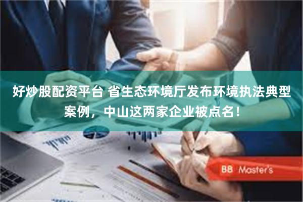 好炒股配资平台 省生态环境厅发布环境执法典型案例，中山这两家企业被点名！