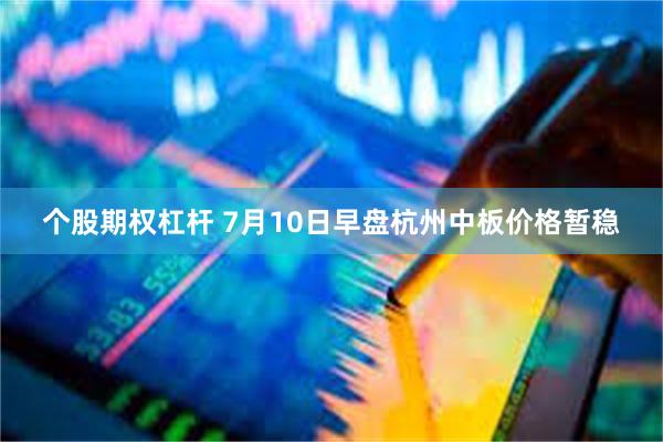 个股期权杠杆 7月10日早盘杭州中板价格暂稳