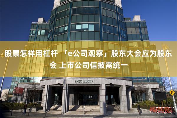 股票怎样用杠杆 「e公司观察」股东大会应为股东会 上市公司信披需统一