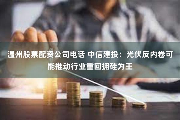 温州股票配资公司电话 中信建投：光伏反内卷可能推动行业重回拥硅为王